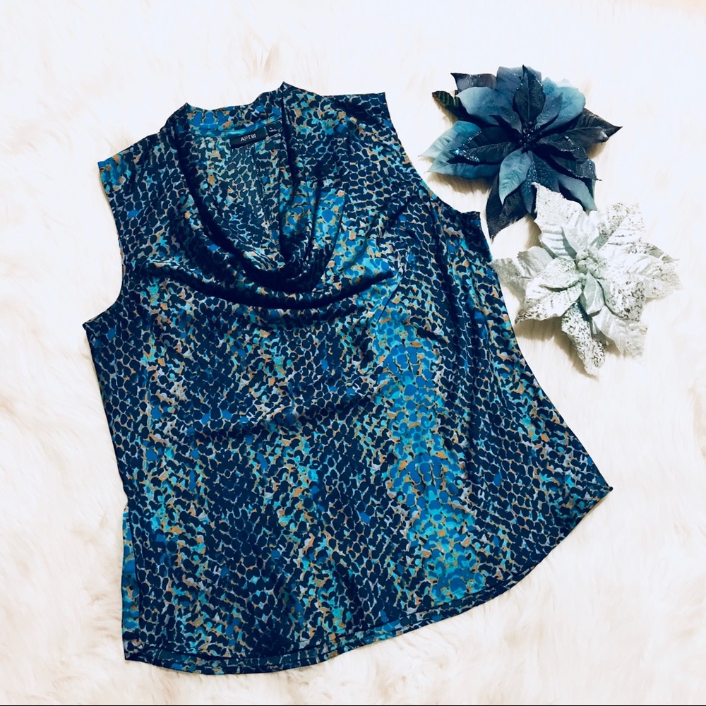 Sharp Snake Python Print Cowl Neck Top-Fits Like … - image 1